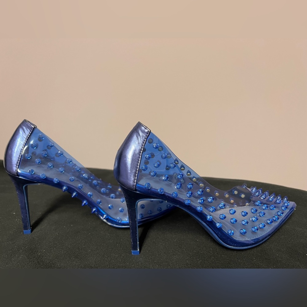 NWT CARVELA Spiked PARTY Shoes BLUE Hi HEELS